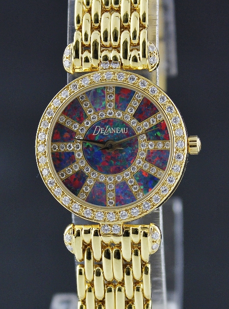 (image for) NEW UNWORN DELANEAU LADY 18K YELLOW GOLD DIAMOND WATCH